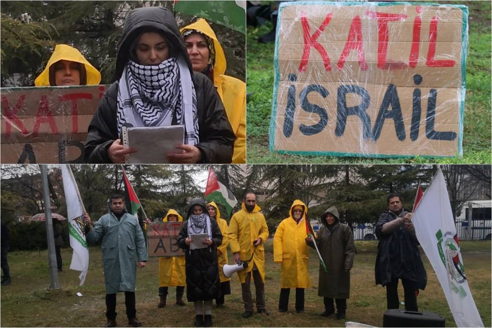 Ankara&rsquo;da ABD B&uuml;y&uuml;kel&ccedil;iliği &ouml;n&uuml;nde Gazze i&ccedil;in eylem 