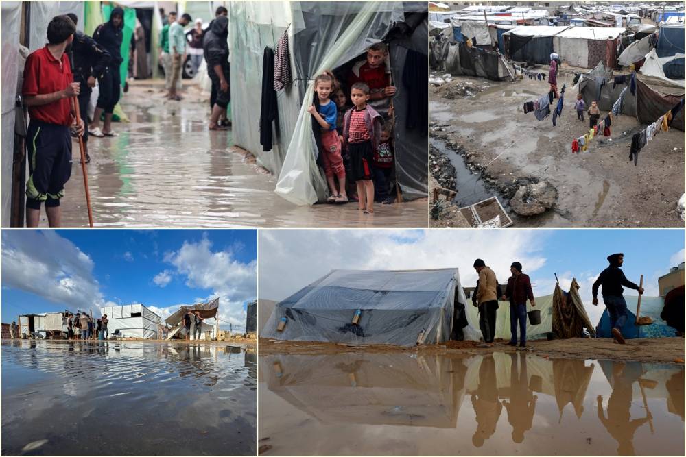  Şiddetli yağış sonrası Gazze Şeridi'nde &ccedil;adırlar su altında kaldı