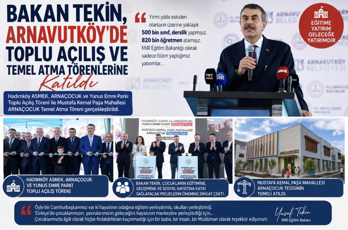 Bakan Tekin, Arnavutk&ouml;y&rsquo;de Toplu A&ccedil;ılış  T&ouml;renlerine Katıldı