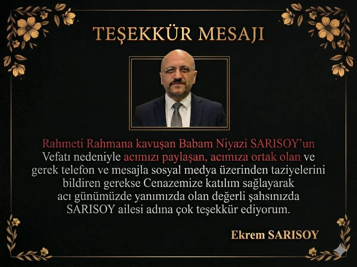 EKREM SARISOYDAN TEŞEKK&Uuml;R 