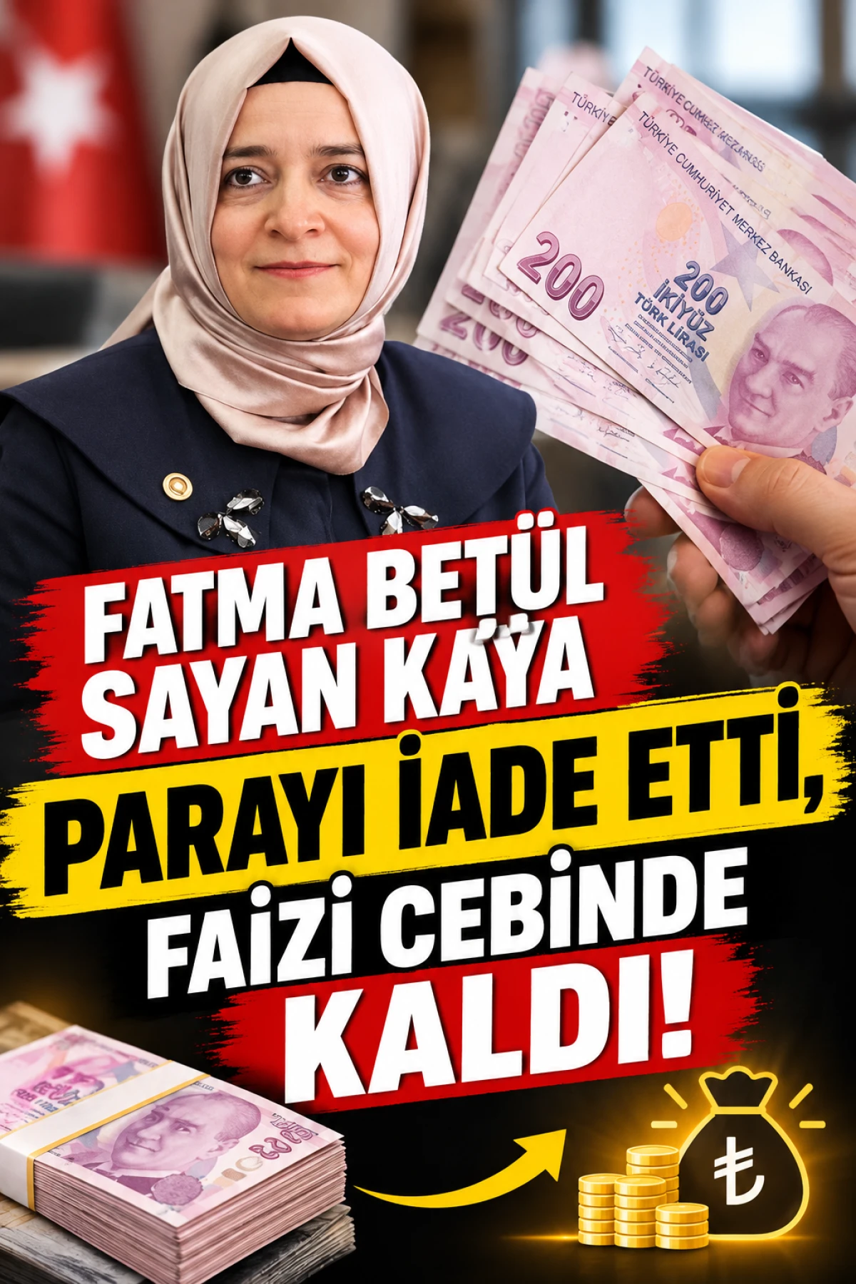 FATMA BET&Uuml;L SAYAN KAYA PARAYI İADE ETTİ, FAİZİ CEBİNDE KALDI! 