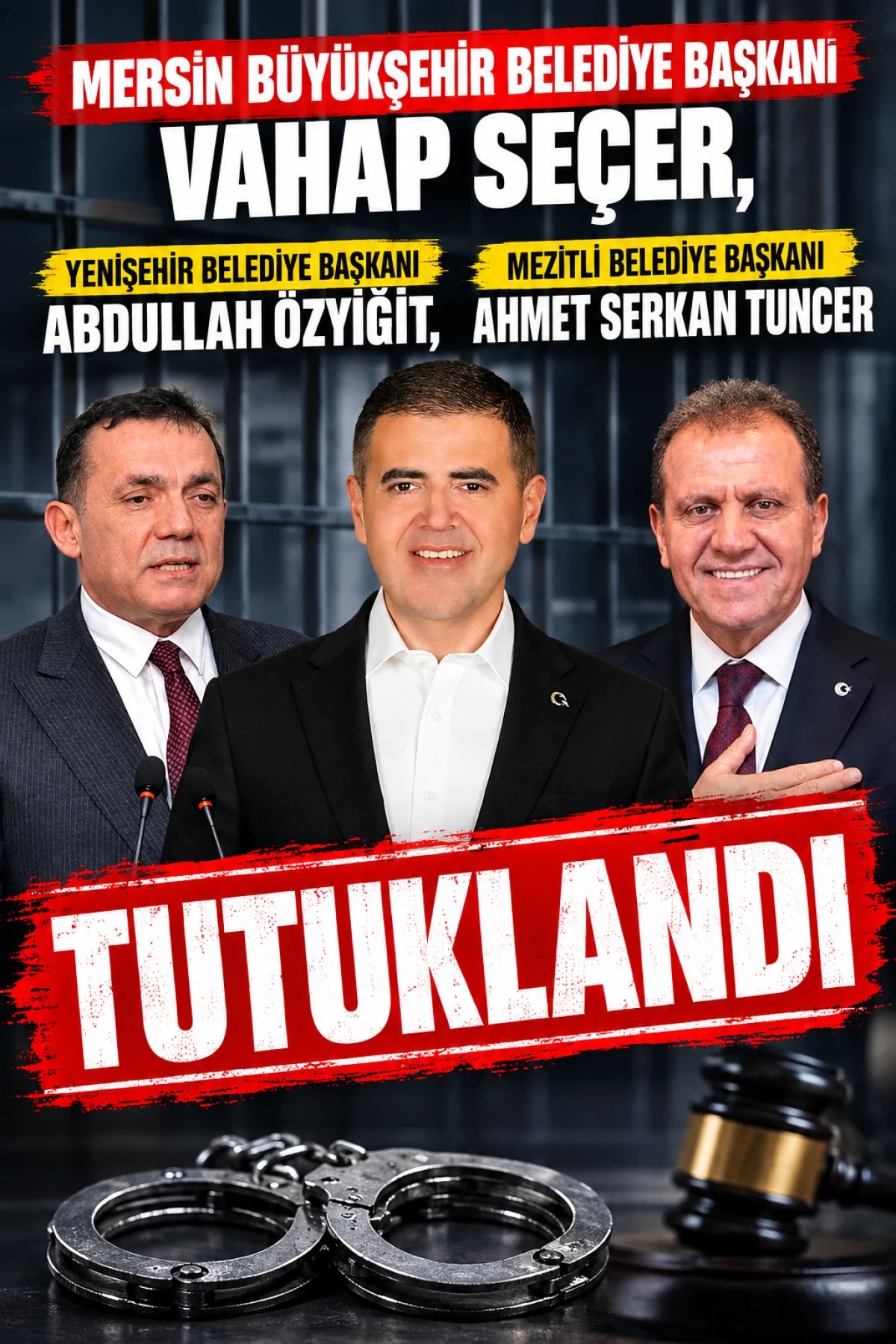 Mersinde Operasyon: B&uuml;y&uuml;kşehir Belediye Başkanı Vahap Se&ccedil;er Tutuklandı