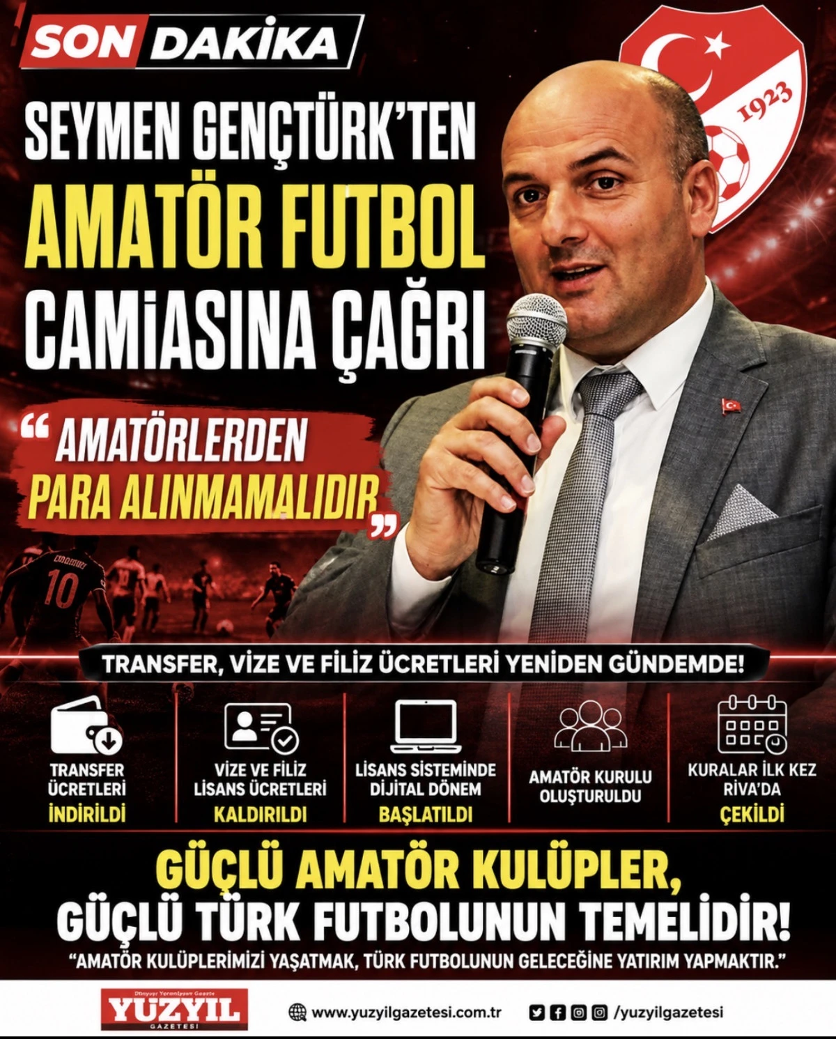 Seymen Gen&ccedil;t&uuml;rk&rsquo;ten amat&ouml;r futbol camiasına &ccedil;ağrı