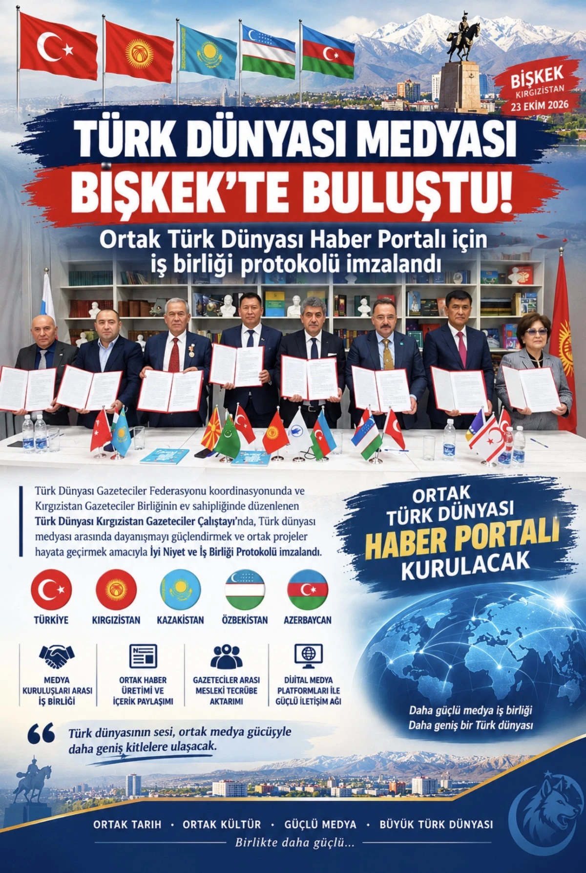 T&Uuml;RK D&Uuml;NYASI MEDYASI BİŞKEK&rsquo;TE BULUŞTU! 